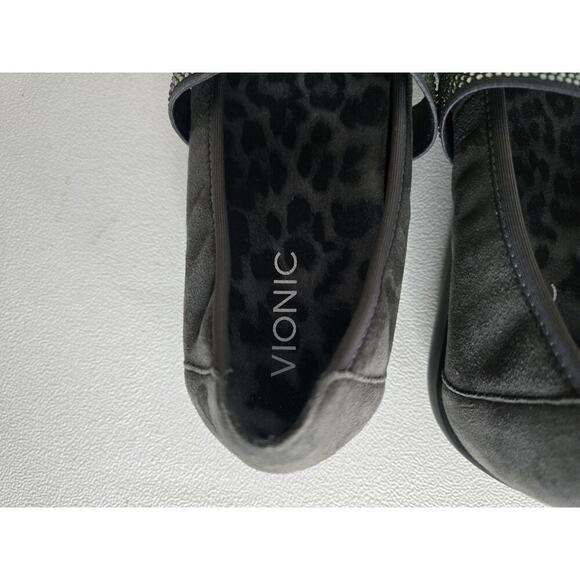 Vionic By Orthaheel Days Fern Mary Jane Flat Women's 9 Grey Suede Embellished - Picture 7 of 9